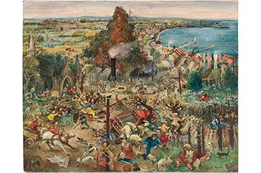 Arthur Boyd, The mining town (Casting the money lenders from the temple) c.1946