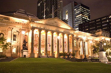 State Library Victoria at night