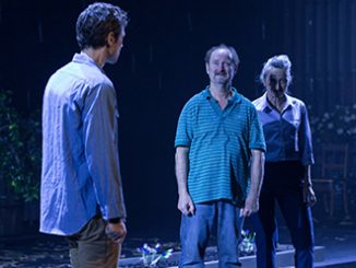 Tim Walter (Mark), Paul Blackwell (Bob), and Eugenia Fragos (Fran) in the global premiere of Andrew Bovell’s new play Things I Know To Be True Photograph: Shane Reid
