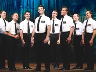 Ryan Bondy, A.J. Holmes and the Original Australian Cast of The Book of Mormon - photo by Jeff Busby