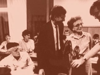University of Sydney Power Institute Edward Colless, Madame Gre and Alan Cholodenko in class at the RC Mills Building (1983)