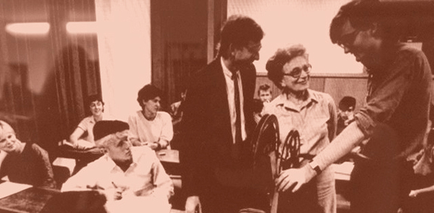 University of Sydney Power Institute Edward Colless, Madame Gre and Alan Cholodenko in class at the RC Mills Building (1983)
