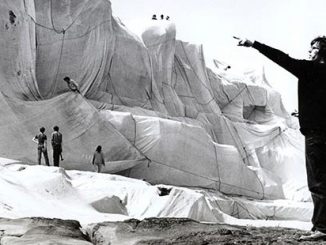 Christo directs workers and volunteers to create Wrapped Coast - One Million Square Feet, Little Bay, Sydney, Australia (1968 - 69) - photo by Harry Shunk