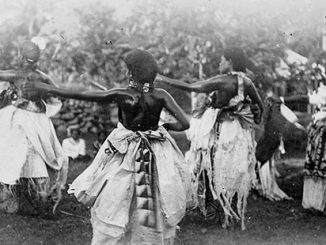 Seasea, a meke (type of dance), being performed in Fiji - Alexander Turnbull Library, Wellington, New Zealand