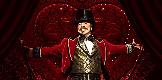 Danny Burstein as Harold Zidler in Moulin Rouge! The Musical Broadway production - photo by Matthew Murphy