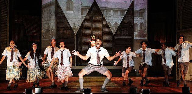 OA Marcus Corowa as Willie and the ensemble in the Opera Conference production of Bran Nue Dae - photo by Prudence Upton