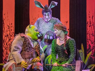 Shrek The Musical Ben Mingay, Nat Jobe and Lucy Durack - photo by Brian Geach