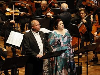 Stefan Vinke as Tannhauser Amber Wagner as Elisabeth in Opera Australia's 2023 production of Tannhäuser in concert at the Hamer Hall photo by Jeff Busby