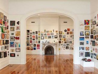 Installation view of the Linden New Art Postcard Show 2024
