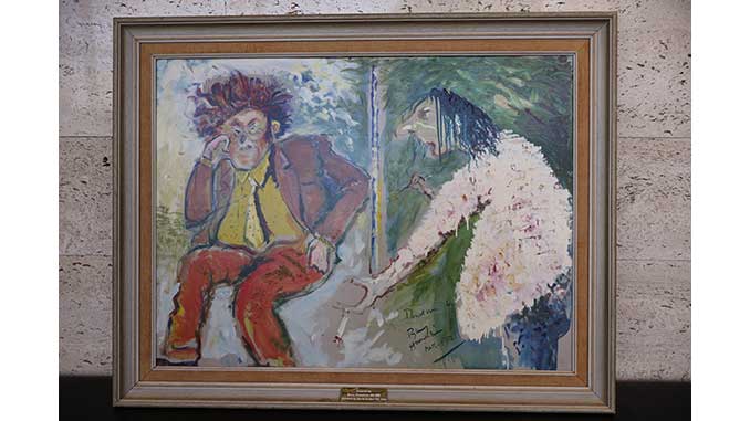 AAR AFC Dridan and self portrait by Barry Humphries 1972 David Dridan Family Collection