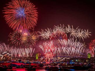 Sydney NYE22 Midnight Fireworks viewed from Bradleys Head - photo by Keith McInnes | City of Sydney