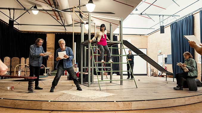 MTC Robert Menzies Richard Piper Fiona Choi and Genevieve Picot in rehearsal for Seventeen photo by Charlie Kinross