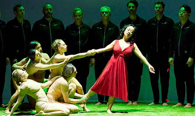 Opera Australia Chorus Circa Ensemble and Sandy Leung as Eurydice in Orpheus & Eurydice photo by Keith Saunders