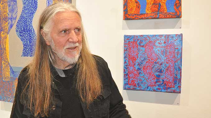 George Gittoes at the opening of Doorways at One Star Gallery photo by Rhonda Dredge