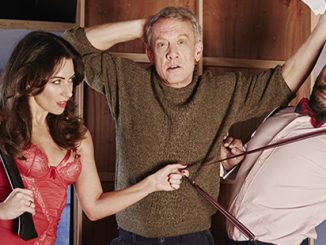 MTC QT Noises Off Libby Munro, Simon Burke, and Ray Chong Nee