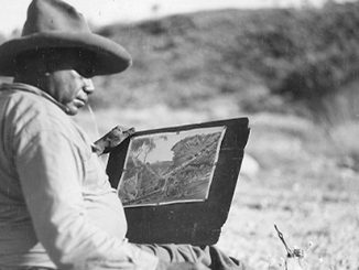 NGA M. Lockett, Albert Namatjira painting at Hermannsburg Mission, 1952