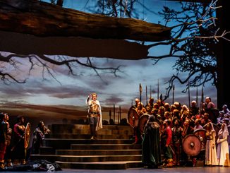 Marius Vlad as Lohengrin with the Melbourne Opera Chorus - photo by Robin Halls