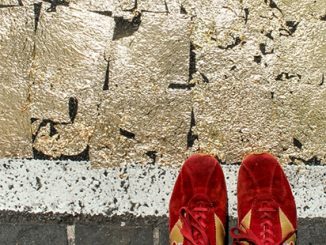 Radiant Pavilion Occupation Artist, Golden Section, 2016 (detail), gold leaf applied to parking space, 6m x 3m - photo by Kelly McDonald