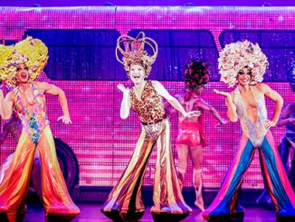 David Harris (Tick), Tony Sheldon (Bernadette), Euan Doidge (Felicia) star in Priscilla - Queen of the Desert - photo by Sam Tabone