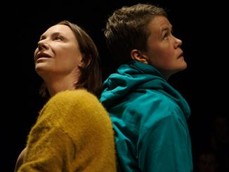 La Mama Courthouse Belinda McClory (Tilly) and Emily Tomlins (Egg) in my sister feather - photo by Sarah Walker