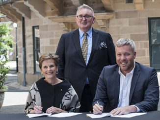 Carolyn Fletcher AM, (National Art School Chair), Don Harwin (NSW Arts Minister) and Craig Limkin (Create NSW)