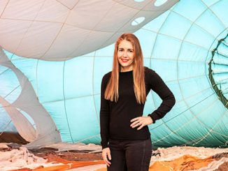 NGA Patricia Piccinini standing Inside Skywhale, 2013