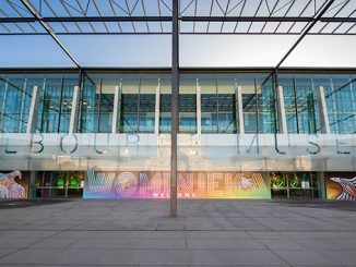 Melbourne Museum Wominjeka Entrance by Tati Tati artist Brendan Kennedy - photo by Rodney Start