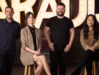 STC-Literary-Manager-Polly-Rowe-and-Artistic-Director-Kip-Williams-with-the-2020-Patrick-White-Fellow-Angus-Cerini-and-Patrick-White-Award-winner-Ra-Chapman-photo-by-Daniel-Boud