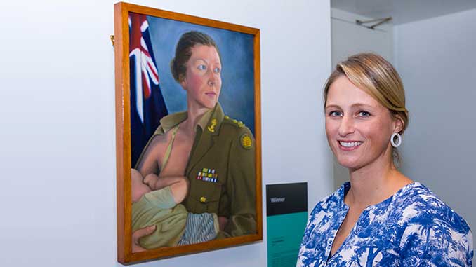 Winner-of-the-2022-Napier-Waller-Art-Prize-Anneke-Jamieson-with-her-work-The-Promotion
