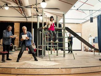 MTC Robert Menzies Richard Piper Fiona Choi and Genevieve Picot in rehearsal for Seventeen photo by Charlie Kinross