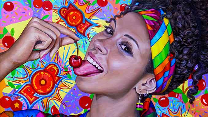 Midsumma 2024 FLG Janne Kearney Cherry POP 2022 (detail) oil on canvas 30cm x 30cm