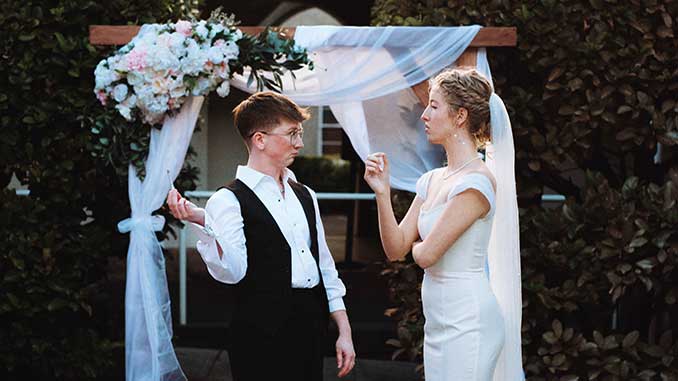 Eddie Pattison as Dan and Evie Korver as Sutton in ALTAR - photos by Margot Stewart