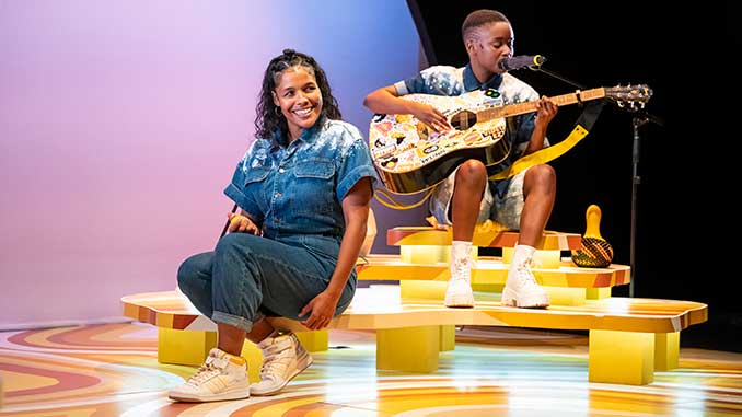 Malthouse Theatre Zahra Newman and Kuda Mapeza in The Hate Race photo by Tiffany Garvie