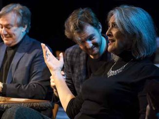 Michael Sparks (Dr Yevgeny Dorn) James McMahon (Boris Trigorin) Karen Vickery (Irina Arkadina) in Seagull photo by Jane Duong