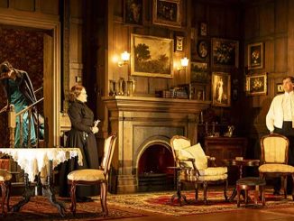 Geraldine Hakewill as Bella Kate Fitzpatrick as Elizabeth and Toby Schmitz as Jack in Gaslight photo by Brett Boardman
