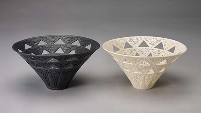 AGWA Sandra Black Pair of pierced geometric bowls 1996 photo by Victor France
