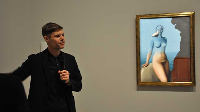 AGNSW Curator Nick Chambers at the Media Preview of Magritte photo by Rhonda Dedge