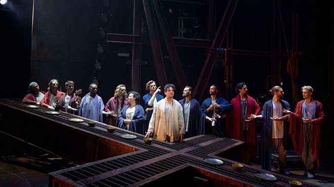 Michael Paynter with ensemble cast in JESUS CHRIST SUPERSTAR photo by Jeff Busby