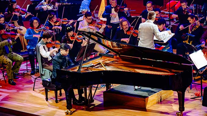 QSO Pianist Daniel Le with Members of Queensland Symphony Orchestra