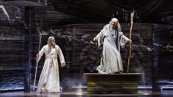 Ian Stenlake as Saruman and Terence Crawford Gandalf in The Lord of the Rings A Musical Tale photo by Daniel Boud