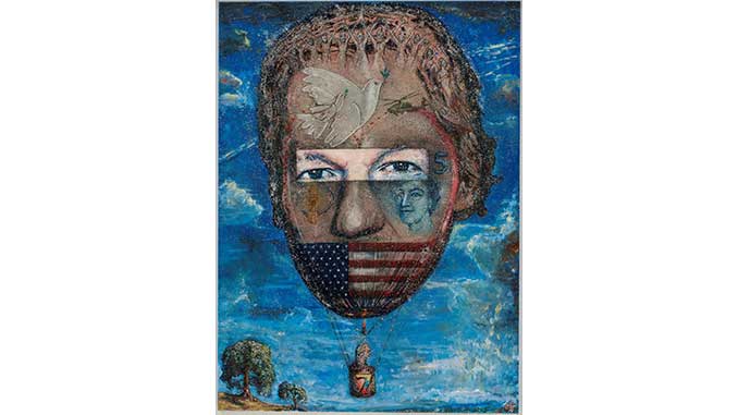 Shaun Gladwell 2024 A spangled symbolist portrait of Julian Assange