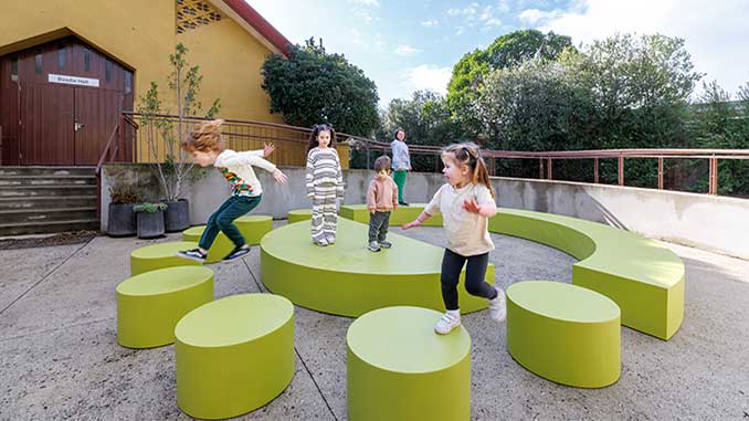 The Playground Project Melbourne Round Table by Mary Featherston and Emily Floyd photo by Timothy Burgess courtesy of Incinerator Gallery